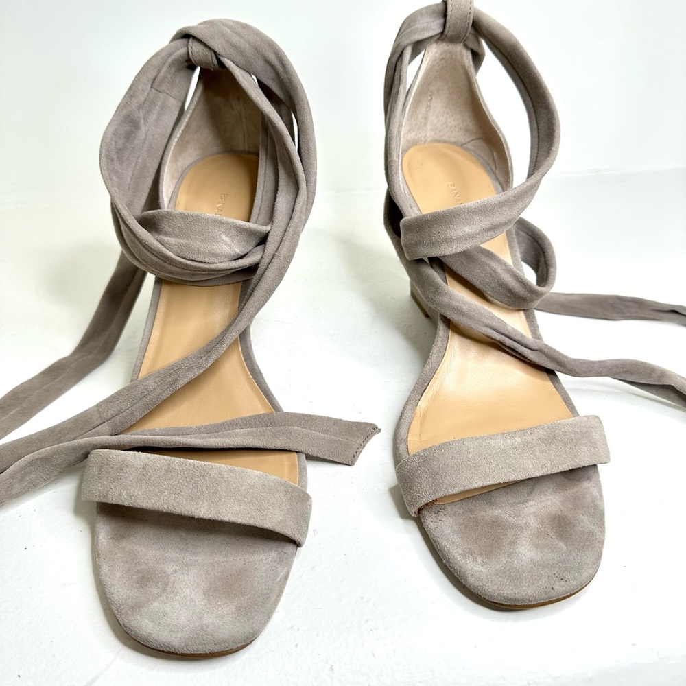 Beautiful light grey butter soft suede wedges